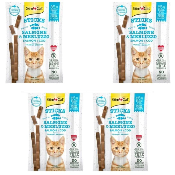 GimCat Sticks Alabalıklı Ve Somonlu Kedi Ödül Çubukları 4 Parça X 4 Adet ürün görseli 1