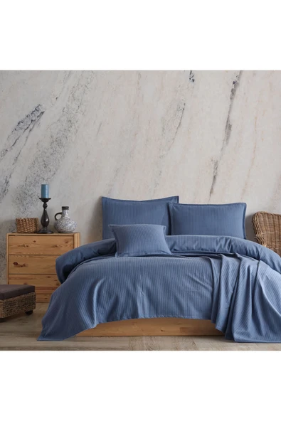 Lief Home %100 Pamuklu Örgü Desenli Çok Amaçlı Yatak Örtüsü | 220x230 ürün görseli 1