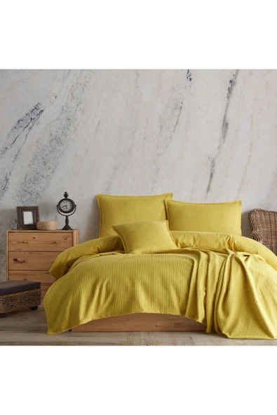 Lief Home %100 Pamuklu Örgü Desenli Çok Amaçlı Yatak Örtüsü | 220x230 ürün görseli 1