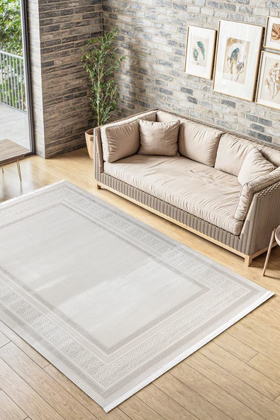 Elvey Home 7109 Krem Modern Desen Doğal Taban Koridor Mutfak Çocuk Oturma Odası Salon Halı Yolluk ürün görseli 1