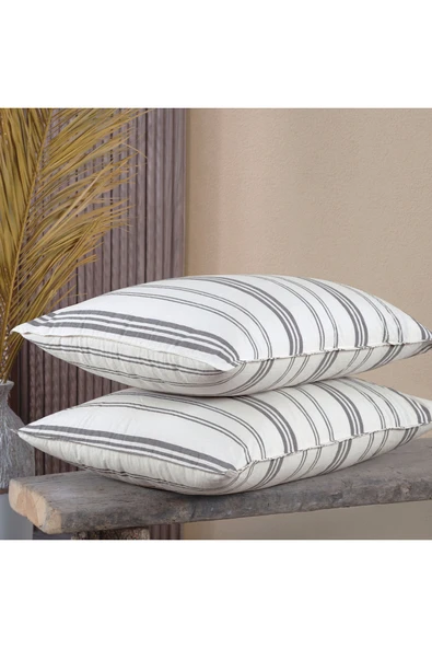 Lief Home Pamuklu İpliği Boyalı Yıkamalı Kapaklı Yastık Kılıfı | 2’li Set | 50x70 cm | Çift İğne Detaylı ürün görseli 1
