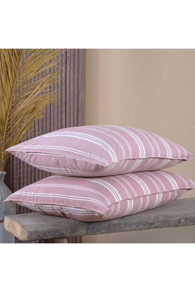 Lief Home Pamuklu İpliği Boyalı Yıkamalı Kapaklı Yastık Kılıfı | 2’li Set | 50x70 cm | Çift İğne Detaylı ürün görseli 1