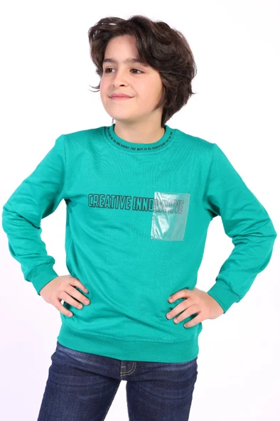 Toontoy Erkek Çocuk Relax Fit Bisiklet Yaka Baskılı Sweatshirt - 2 İplik ürün görseli 1
