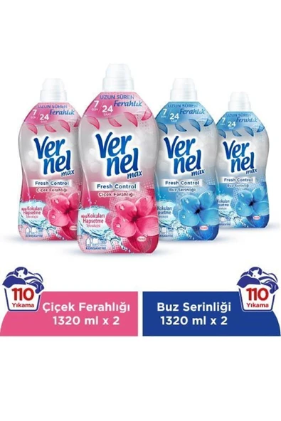 Vernel Max Konsantre Çamaşır Yumuşatıcısı 4 X 1320ml 2 Çiçek Ferahlığı 2 Buz Serinliği ürün görseli 1