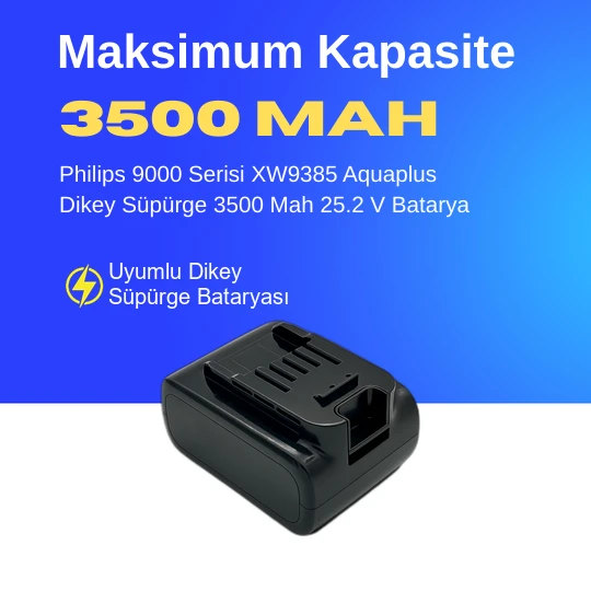 Philips 9000 Serisi XW9385 Aquaplus Dikey Süpürge 3500 Mah 25.2 V Batarya – Orjinal Uyumlu Uzun Ömürlü, Maksimum Performans Pil ürün görseli 1