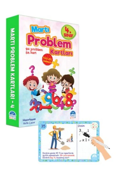 Martı 4.Sınıf Problem Kartları Kutulu Yaz Sil Kalemli ürün görseli 1