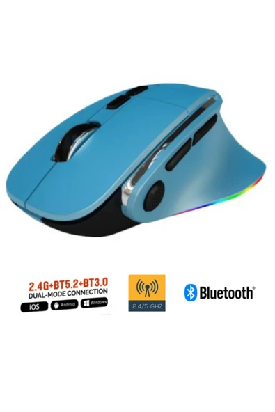 Sarftech Kablosuz Ergonomik Zarif Tasarım RGB Dual Moude 2.4Ghz+BT5.0 Ofis ve Gaming Oyuncu Faresi ürün görseli 1