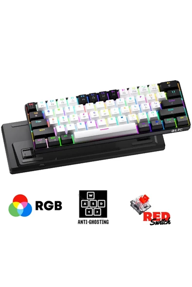 Sarftech Siyah RGB Full Mekanik %60 Blue Switch Gaming Klavye RGB Işıklı Kablolu Q Klavye ürün görseli 1