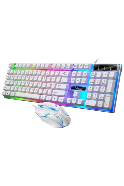 Sarftech Kablolu USB Türkçe Q Multi Fonksiyonlu 104 Tuş Reinbow Aydınlatmalı Gaming Oyuncu Klavye Mouse Set ürün görseli 1