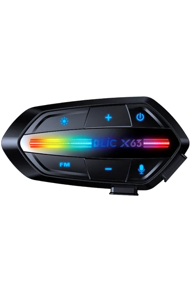 Blic X63 Kablosuz Bluetooth Motosiklet Kask Kulaklığı - IP67 Su Geçirmez Intercom Rgb Işıklı ürün görseli 1