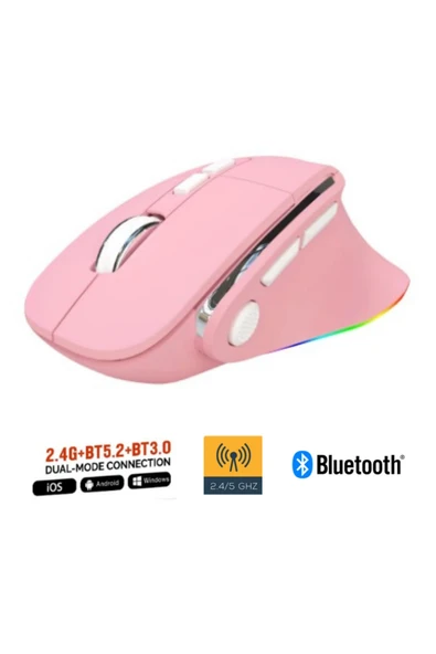 Sarftech Kablosuz Ergonomik Zarif Tasarım RGB Dual Moude 2.4Ghz+BT5.0 Ofis ve Gaming Oyuncu Faresi ürün görseli 1