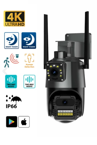 Sarftech 2+2 Mp Hd 4K Ip Kamera Wifi Özellikli Hareket Takipli Gece Sensörlü Güvenlik Kamerası Blm-61 ürün görseli 1