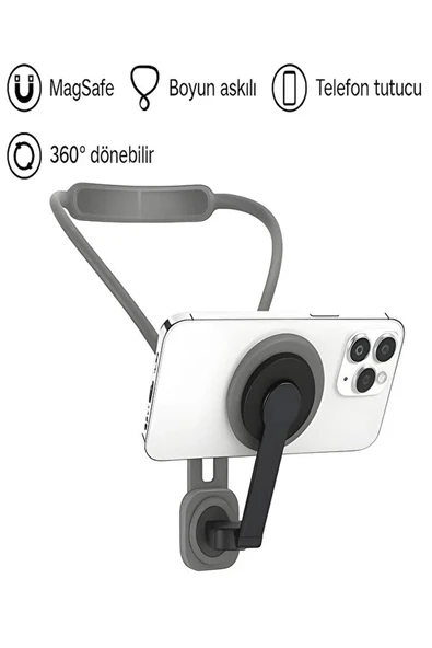 Sarftech Magsafe Uyumlu 360° Boyun Askılı Telefon Tutucu Gezi Video Çekimi Tutacağı Sabitleyici ürün görseli 1