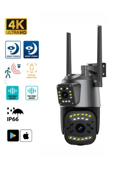 Sarftech 2+2 Mp Hd 4K Ip Kamera Wifi Özellikli Hareket Takipli Gece Sensörlü Güvenlik Kamerası Blm-50 ürün görseli 1