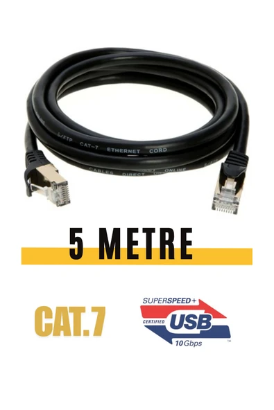 Sarftech CAT7 Süper Hızlı 1.Sınıf 5 Metre Ethernet Kablosu 10Gbps Premium Ethernet Lan Kablo İnternet Kablosu ürün görseli 1