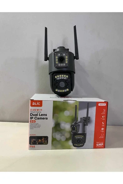 ATAsoft Gece Görüşlü 2.4G Wifi Bağlantılı SD Kartlı 2+2 MP +4K Ultra HD Çift Lensli IP Kamera ürün görseli 1