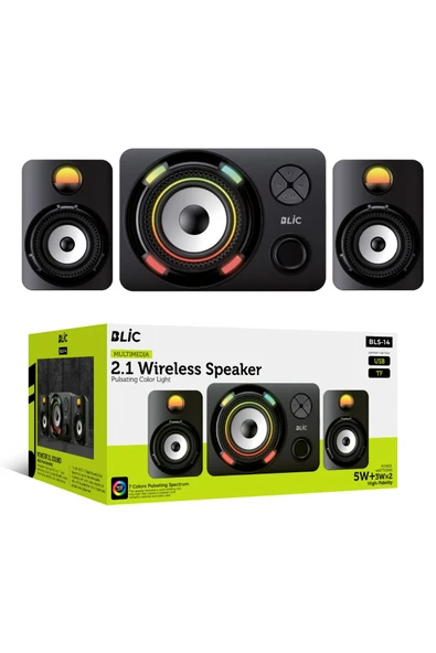 Sarftech 2+1 5W+3Wx2 RGB Multimedia Wireless Bluetooth Hoparlör 2+1 Ses Sistemi Gaming Hoparlör Speaker BLS14 ürün görseli 1