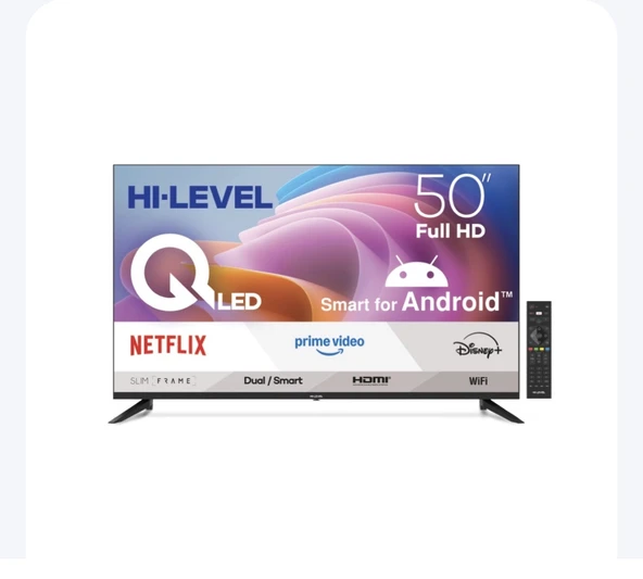 Hi Level HL50QFPRL-A14S 50" Frameless FHD QLED Android 14 Smart TV ürün görseli 1