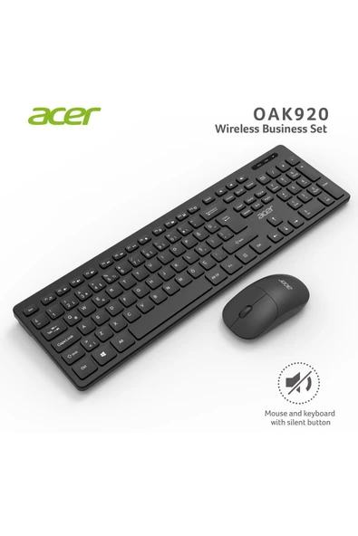 ACER OAK920 SESSİZ TUŞLU Q TÜRKÇE KABLOSUZ KLAVYE & MOUSE SET SMART TV UYUMLU SLIM ürün görseli 1