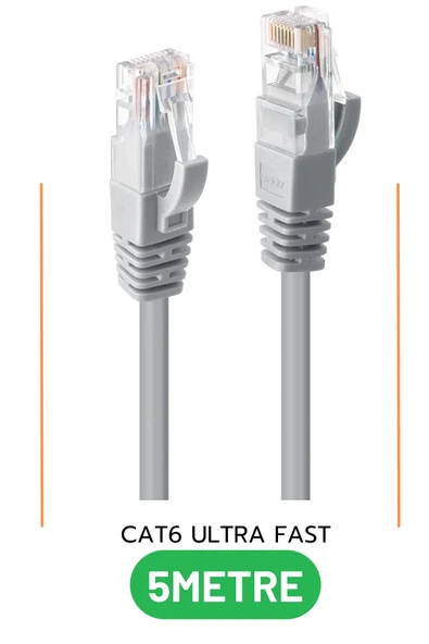 Sarftech CAT6 5 Metre Ultra Fast Yüksek Hız RJ45 Internet Kablosu Tüm Cihazlarla Uyumlu CAT6 Kablo ürün görseli 1