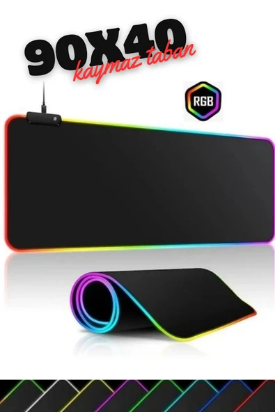 Sarftech 90x40 Rgb Mouse Pad Led Işıklı Speed Yüzey Su Geçirmez Gamepad Baskısız Siyah Renk Gaming Mousepad ürün görseli 1