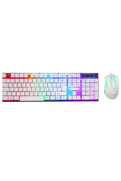 Everest Klavye Mouse Set Oyuncu Gökkuşağı Aydınlatmalı KM-198 Luminax Beyaz ürün görseli 1