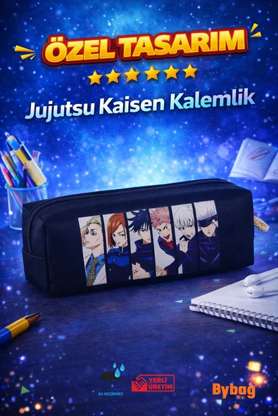 Bybag Jujutsu Kaisen Anime Temalı Özel Tasarım Kalemlik - Su Geçirmez Impertex Kumaş DTF Baskı ürün görseli 1