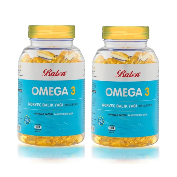Balen Omega 3 Norveç Balık Yağı 2 Adet 1380 Mg 100 Kapsül (Trigliserid) ürün görseli 1