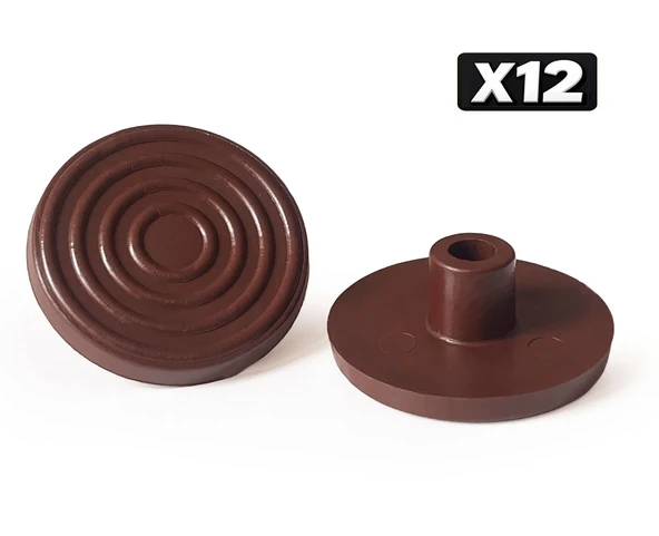 Mezmob 30MM Mobilya Ayağı 12 ADET Koruyucu Pabuç Baza Dübeli Sert Plastik Poligrit Kahverengi ürün görseli 1
