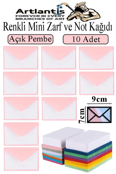 Renkli Mini Zarf 7x9 cm Not Kağıtlı 10 Adet Küçük Renkli Zarf Mektup Oyun Zarfı Doğum Günü Dilekleri Zarfı Canlı Renkler ürün görseli 1