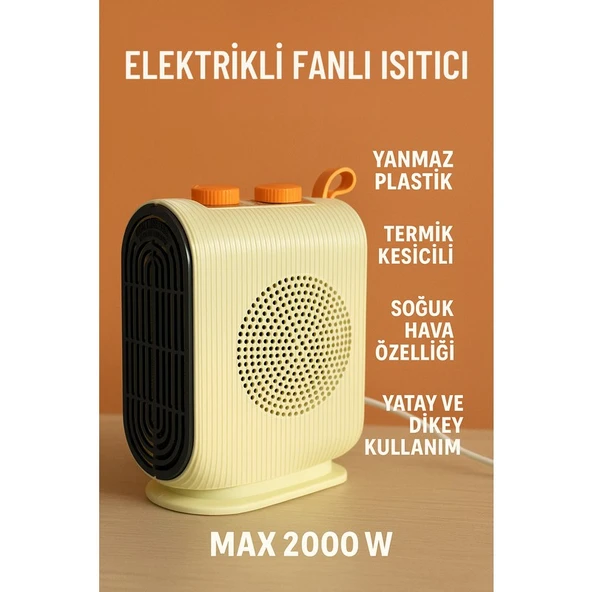 Lina 2000W Elektrikli Fanlı Isıtıcı – Termostatlı, Termik Kesicili, Soğuk Hava Özellikli ürün görseli 1