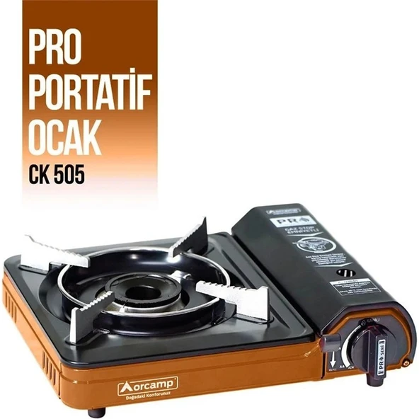Orcamp CK-505 Tekli Portatif Kamp Ocak Gaz Stop Emniyetli 25X34CM Turuncu ürün görseli 1