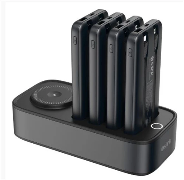S-link IP-DS40 4 Adet 10000mAH Powerbank li  15W Kablosuz Şarj Siyah Taşınabilir Şarj İstasyonu ürün görseli 1