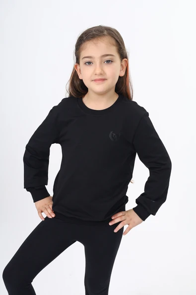 Toontoy Kız Çocuk Relax Fit Bisiklet Yaka Nakış Baskılı Sweatshirt - 2 İplik ürün görseli 1
