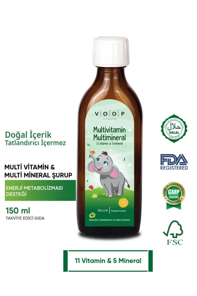 Multivitamin Multimineral Portakal Aromalı Şurup 150 ml  11 Vitamin & 5 Mineral ürün görseli 1
