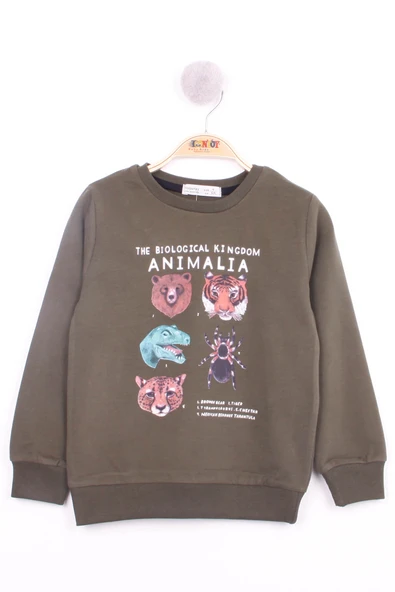 Toontoy Erkek Çocuk Relax Fit Bisiklet Yaka Animal Baskılı Sweatshirt - 2 İplik ürün görseli 1