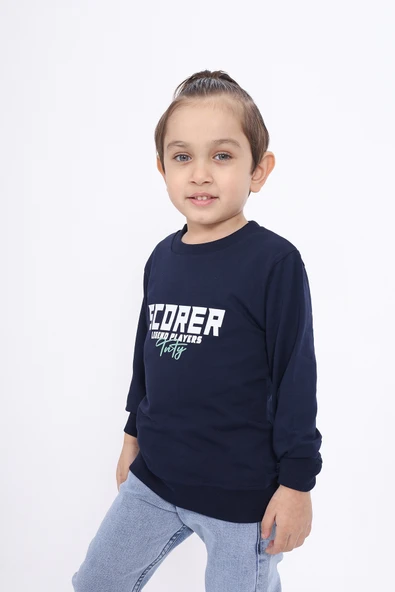 Toontoy Erkek Çocuk Relax Fit Bisiklet Yaka Baskılı Sweatshirt - 2 İplik ürün görseli 1