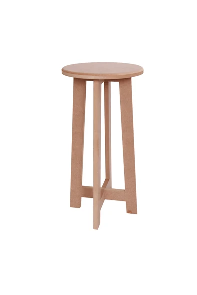 Özka Hobi Ahşap Ham Ahşap 18 Mm Mdf Büyük Boy Dekoratif Tabure ( 30x30x60 Cm) ürün görseli 1