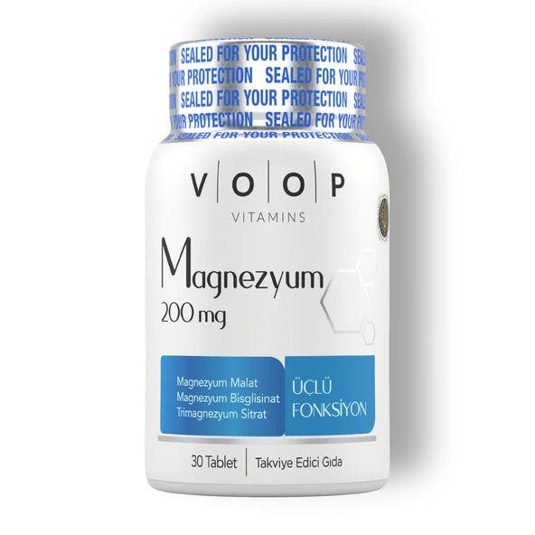 Magnezyum Malat, Sitrat Ve Bisglisinat - 200 Mg  30 Tablet ürün görseli 1