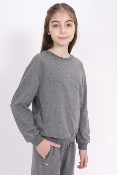 Toontoy Kız Çocuk Relax Fit Bisiklet Yaka Baskılı Sweatshirt - 2 İplik ürün görseli 1