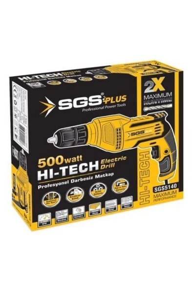 Sgs 5140 Darbesiz Matkap 500 W Anahtarsız 24 Volt 0 - 250 Watt Kablolu Darbesiz ürün görseli 1