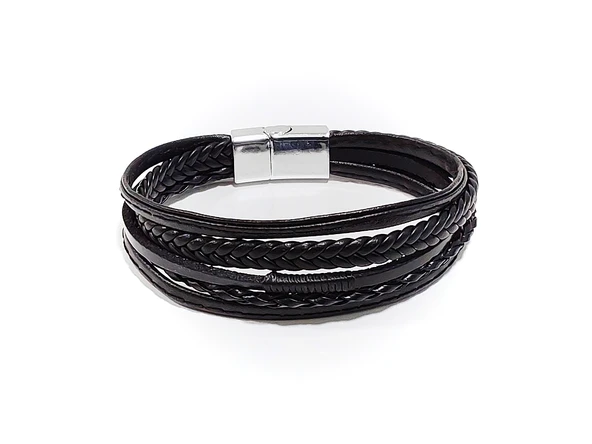 Shadow Weave – Çoklu Siyah Deri Erkek Bileklik-132 ürün görseli 1