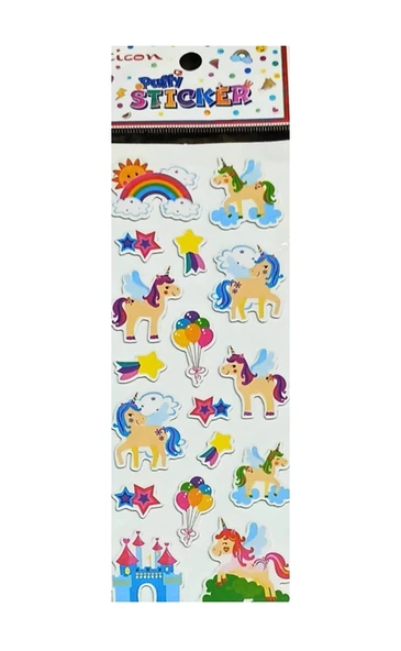 Ticon Puffy Sticker Unicorn - 3 adet ürün görseli 1