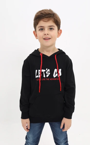 Toontoy Erkek Çocuk Relax Fit Kapüşonlu Cepli Baskılı Sweatshirt - 2 İplik ürün görseli 1