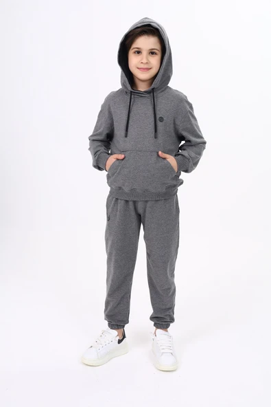 Toontoy Erkek Çocuk Relax Fit Kapüşonlu Cepli Hafif Düşük Omuz Baskılı Sweatshirt - 2 İplik ürün görseli 1