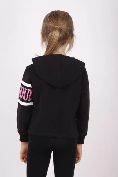Toontoy Kız Çocuk Regular Fit Kapüşonlu Baskılı Basic Sweatshirt - 2 İplik - Resim 3