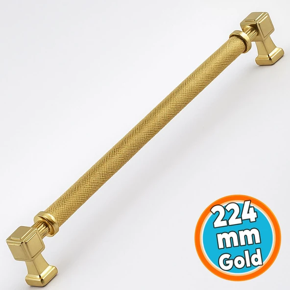 Metal Kulp Kapak Kulpu Dayanıklı Mobilya Çekmece Dolap Kulpları 224 mm Tırtıklı Gold Altın ürün görseli 1