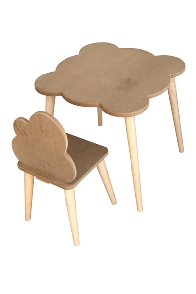 Özka Hobi Ahşap Ahşap Ham Mdf 18 Mm Aktivite Ve Etkinlik Çocuk Masa Sandalye Takımı- Çm05 ürün görseli 1