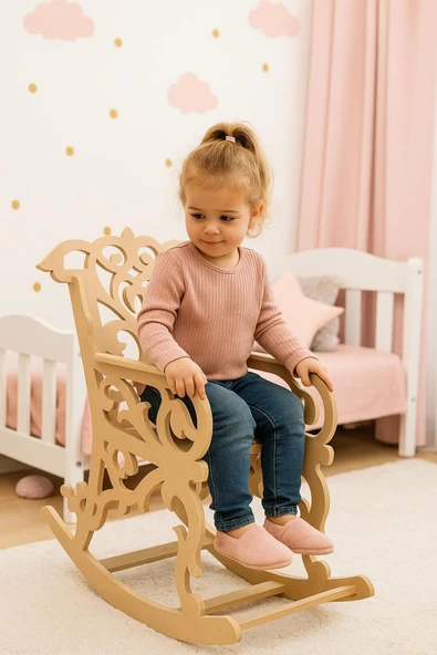 Özka Hobi Ahşap Ahşap Ham Mdf Dekoratif Küçük Boy Sallanan Sandalye - 70x43x70 ürün görseli 1