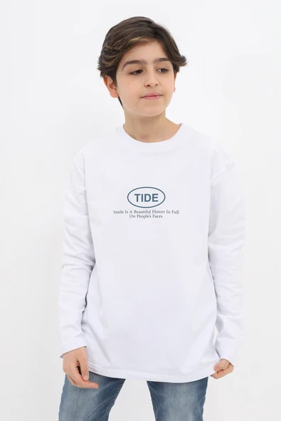 Toontoy Erkek Çocuk Oversize Bisiklet Yaka Hafif Düşük Omuz Baskılı Uzun Sweatshirt - 2 İplik ürün görseli 1